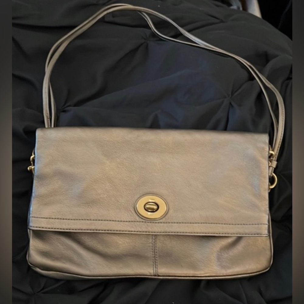 Coach leather bronze/gold metallic purse